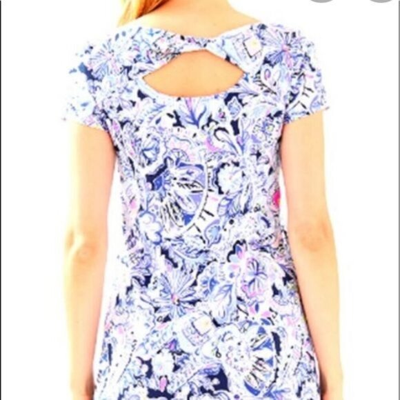 Lilly Pulitzer Bay Dress Blue Namaste in Jungle Size XS - Picture 2 of 8
